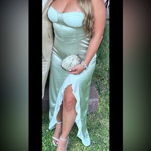 Sage green Satin dress
